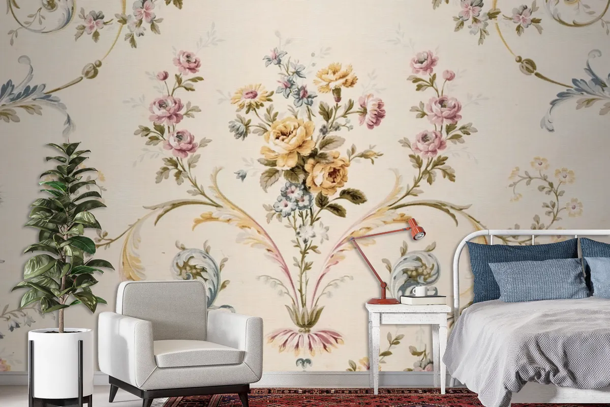 Bed Of Roses Floral Antique Wallpaper Mural