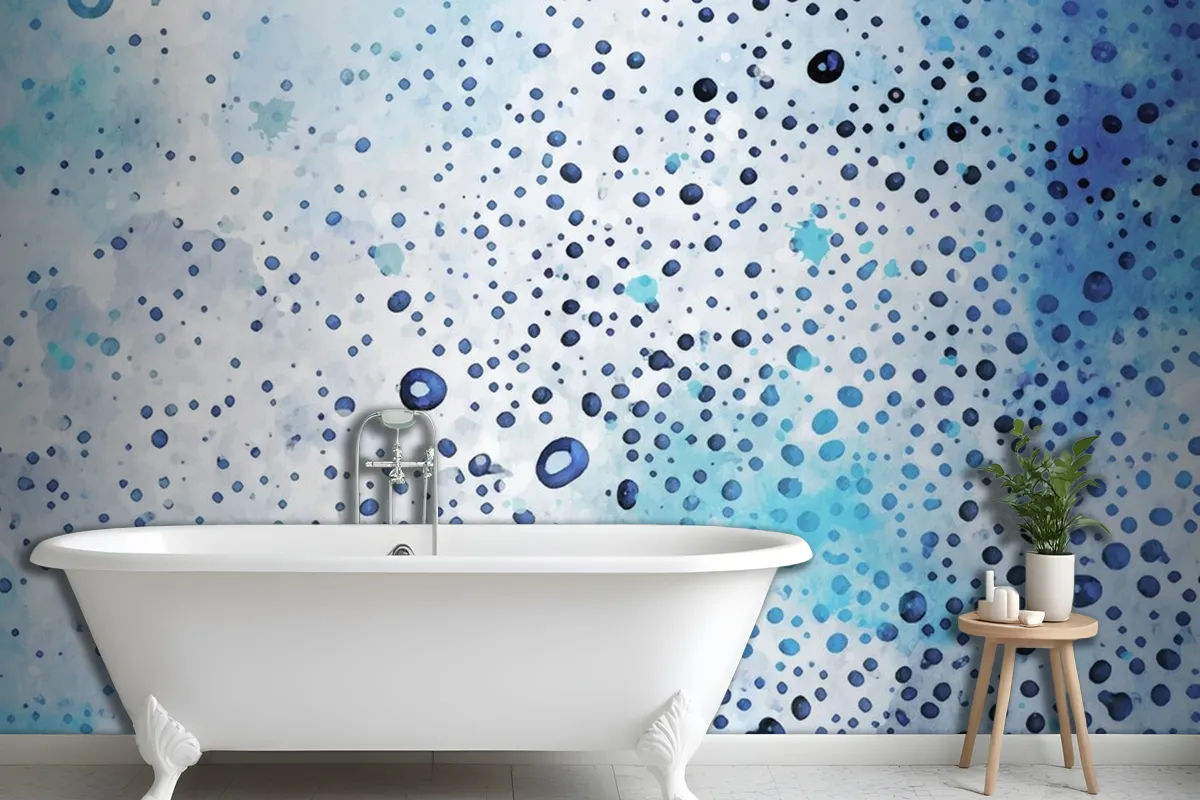 Bubble Dot Watercolor Texture Bathroom Wallpaper Mural