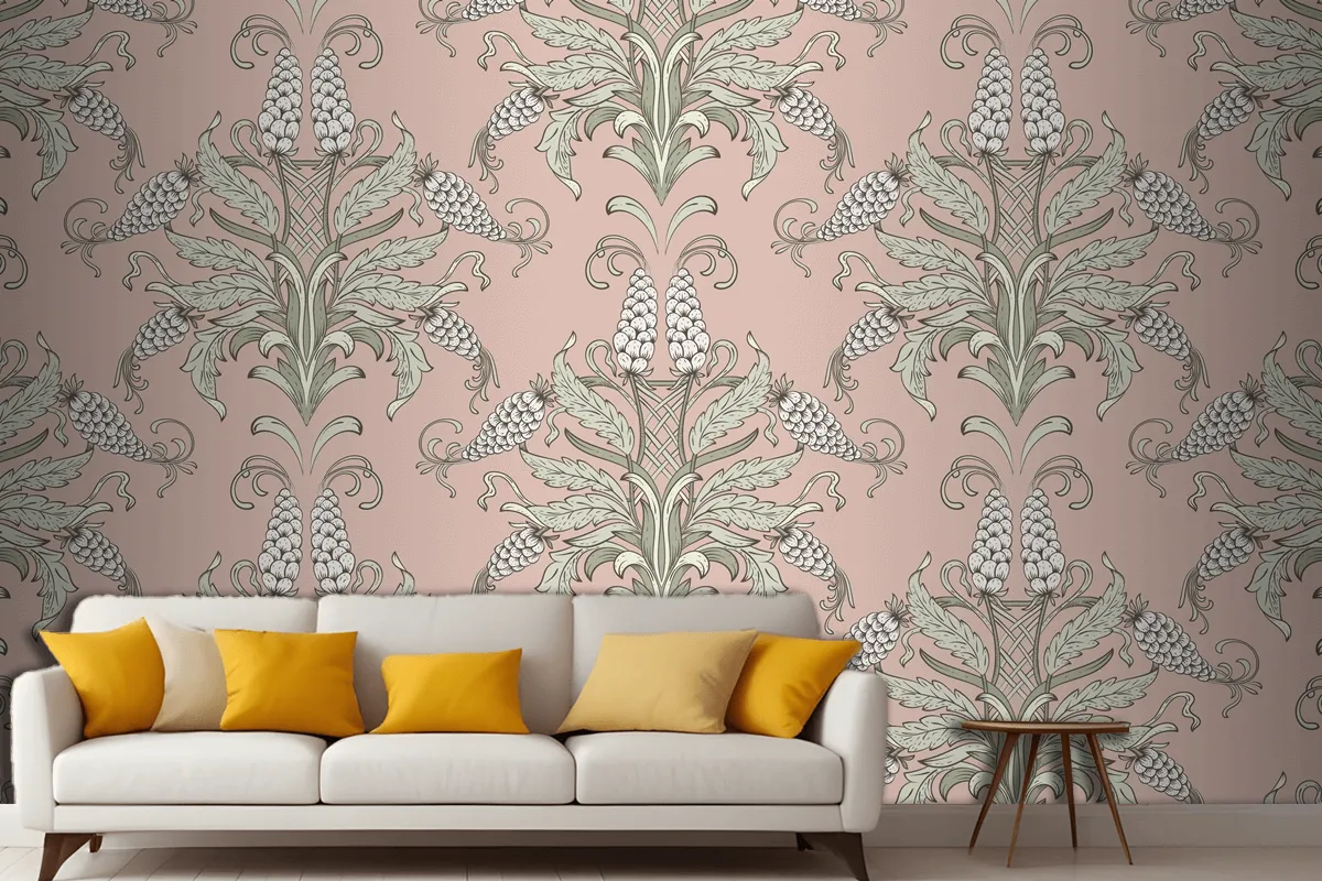 Damask Seamless Emboss Pattern  Wallpaper Mural