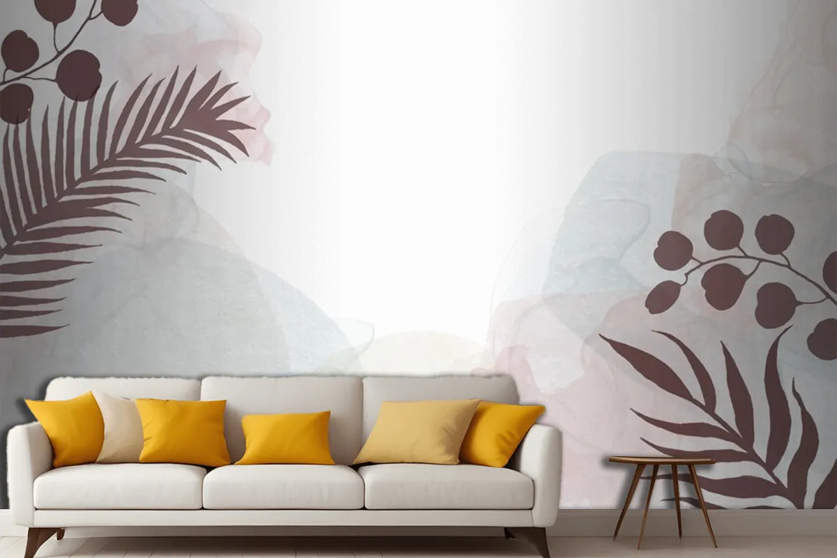 Decorative Watercolour Hand Painted Background With Floral Design Living Room Wallpaper Mural