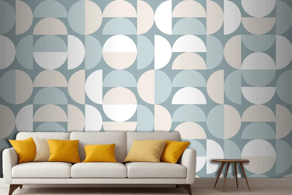 Flat Design Color Blocking Pattern Living Room Wallpaper Mural