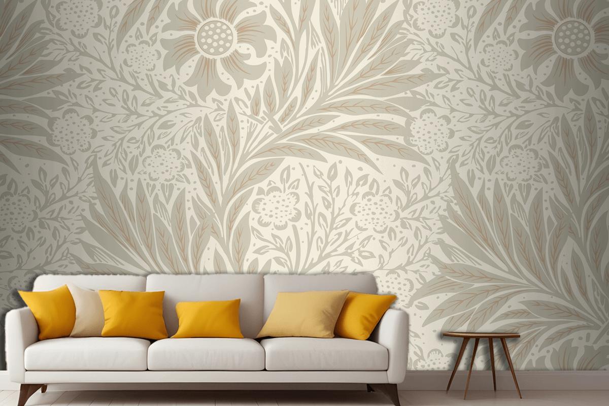 Floral Pattern Living Room Wallpaper Mural