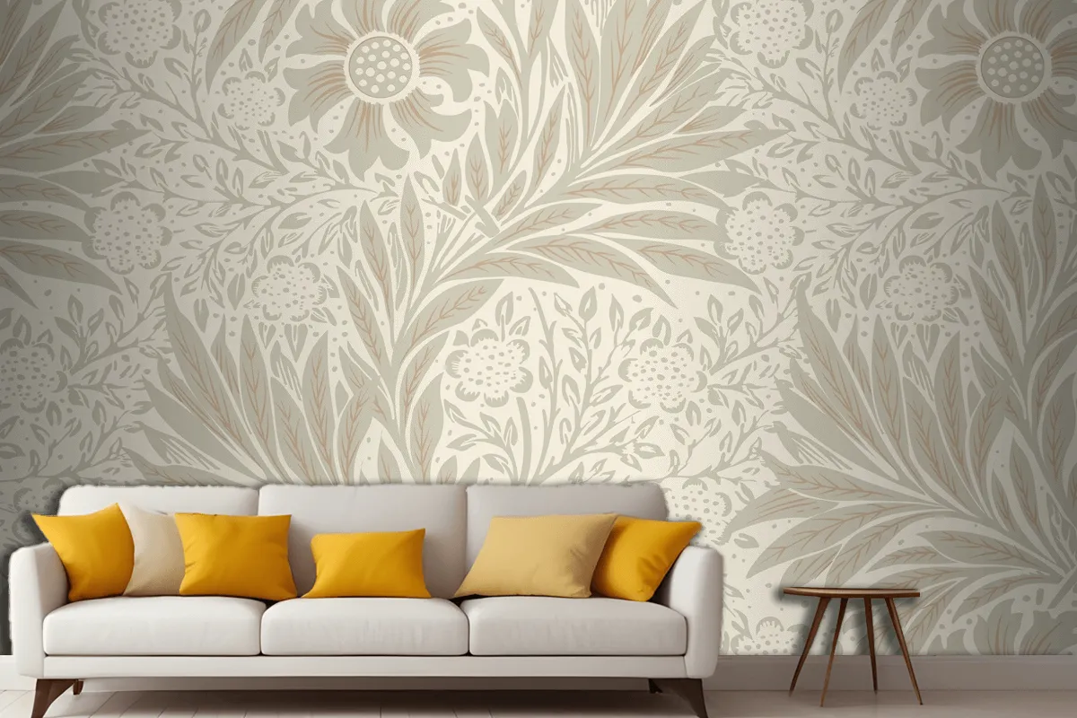 Floral Pattern Living Room Wallpaper Mural