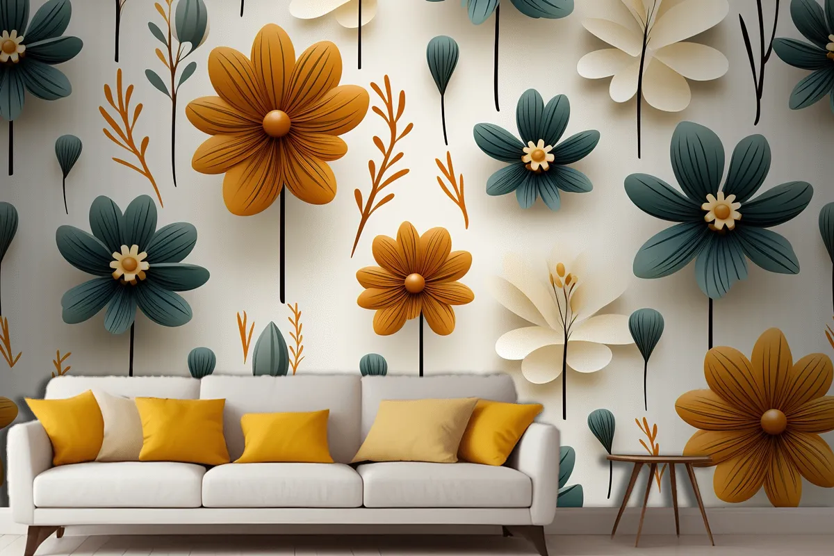 Floral Seamless Pattern Delicate And Vibrant Blooms Wallpaper Mural