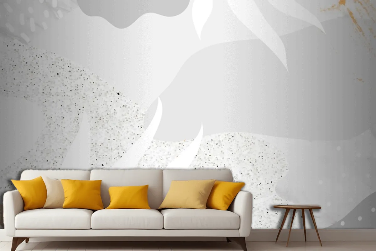 Grayish Botanical Memphis Pattern Background Wallpaper Mural