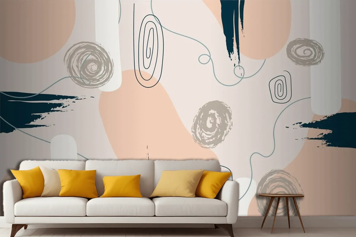 Hand Drawn Minimal Background Living Room Wallpaper Mural