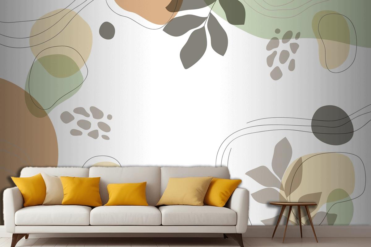 Hand Drawn Minimal Living Room Wallpaper Mural