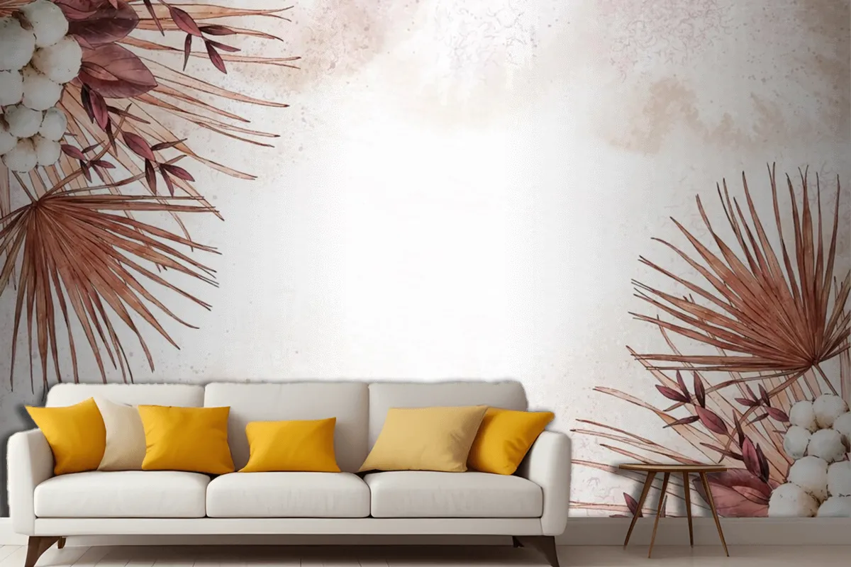 Hand Painted Watercolor Nature Background With Empty Space Living Room Wallpaper