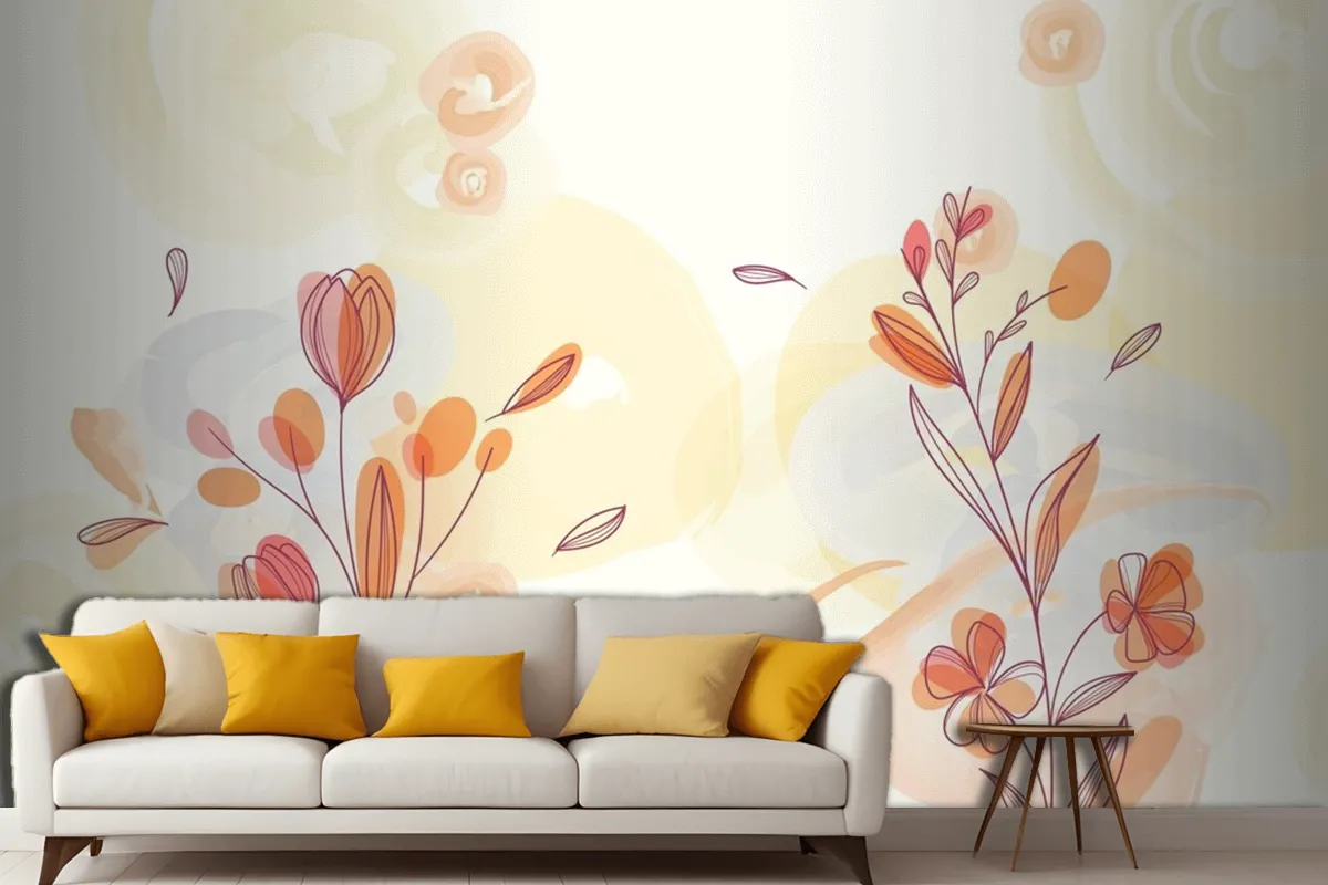 Natural Hand Painted Floral Background Living Room Wallpaper Mural