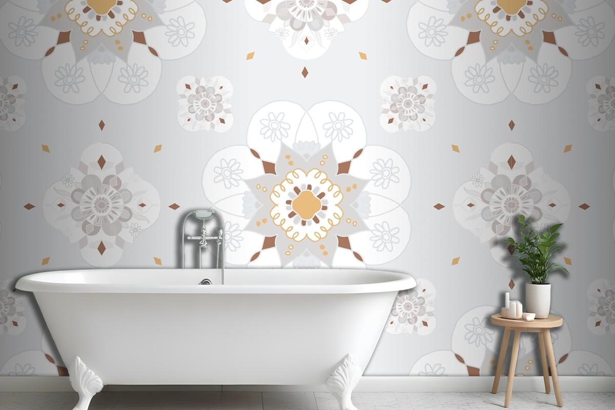 Oriental Mandala Floral Pattern Wallpaper Mural