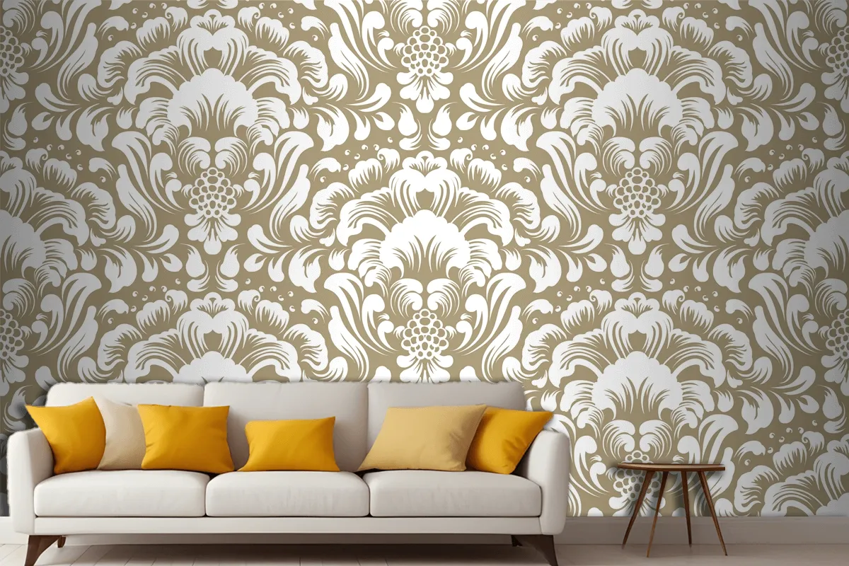 Ornamental Damask Seamless Pattern Wallpaper Mural