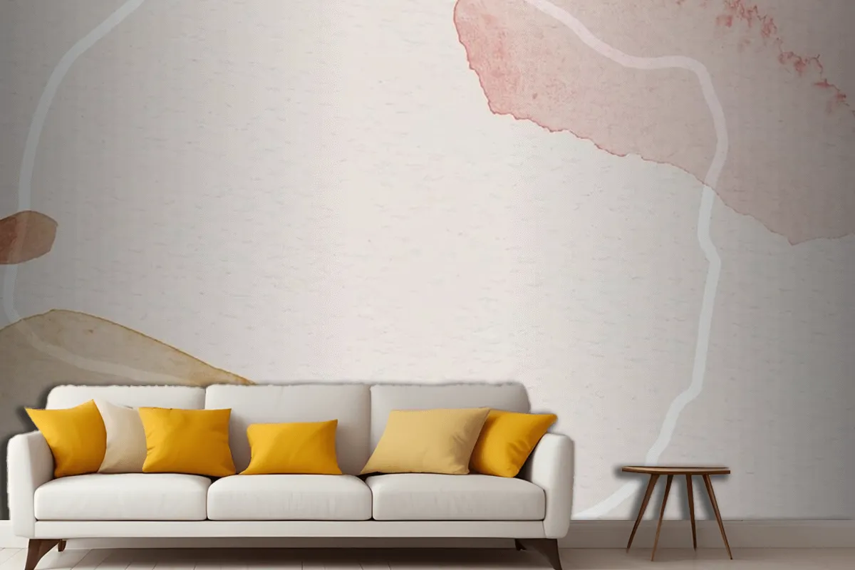 Pink And Brown Watercolor Patterned Background Template Living Room Wallpaper Mural