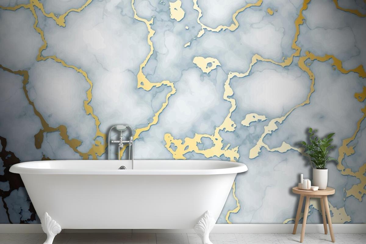 Realistic Liquid Marble Background With Gold Wallpaper Mural