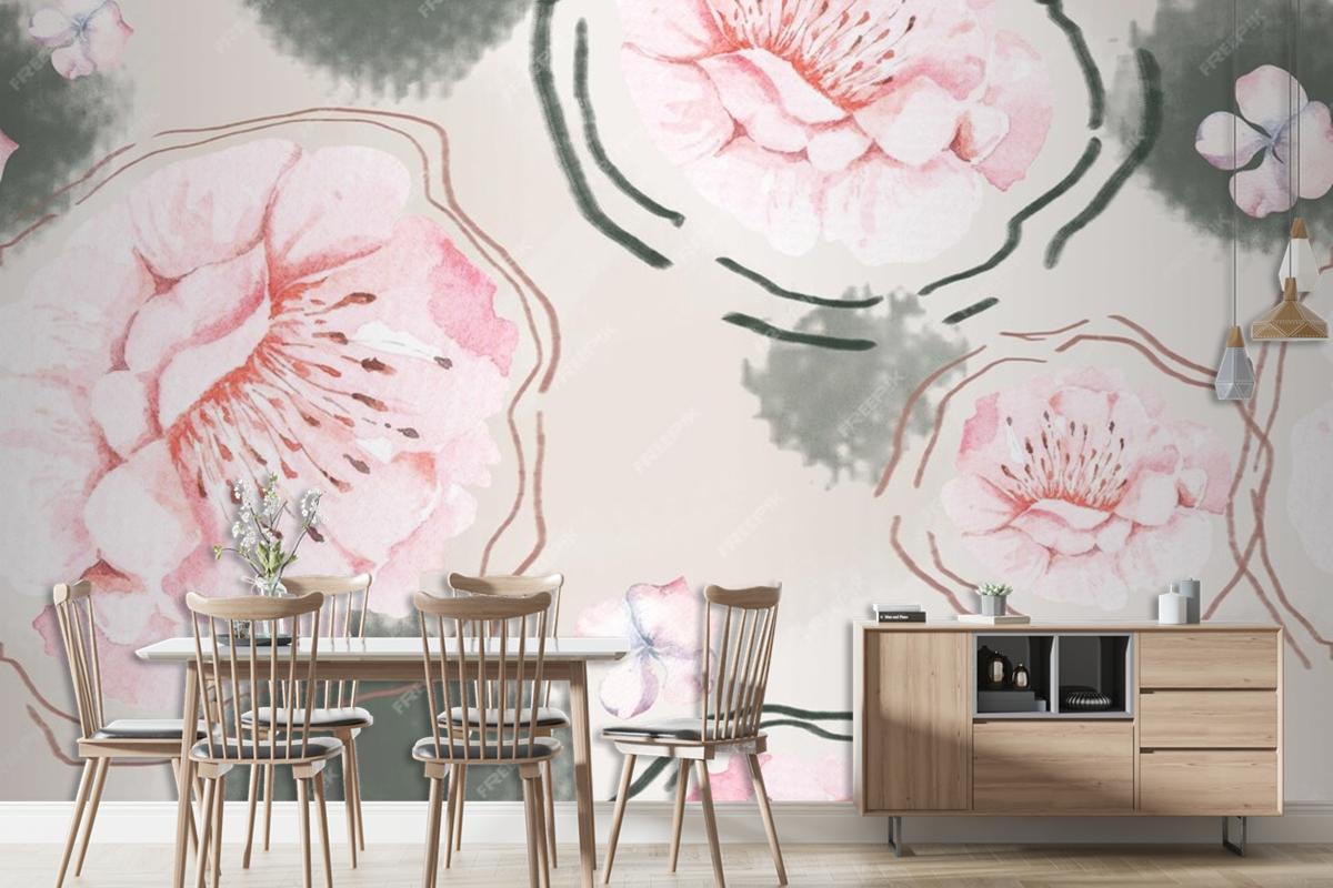 Rose Seamless Pattern With Watercolor For Fabric Living Room Wallpaper Mural