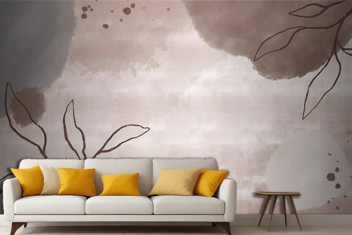 Vector Abstract Background Memphis Elegant Floral Line Art Living Room Wallpaper Mural