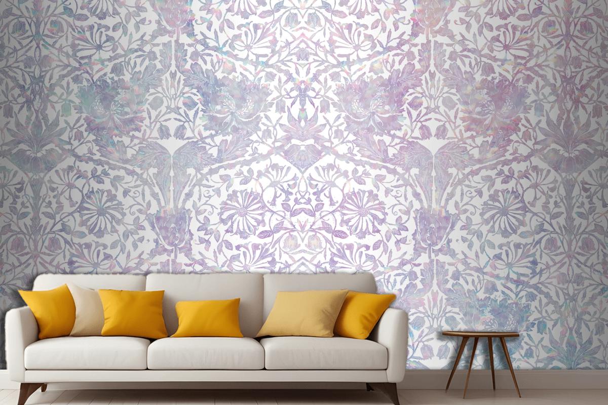 Vintage Floral Holographic Pattern Remix Wallpaper Mural