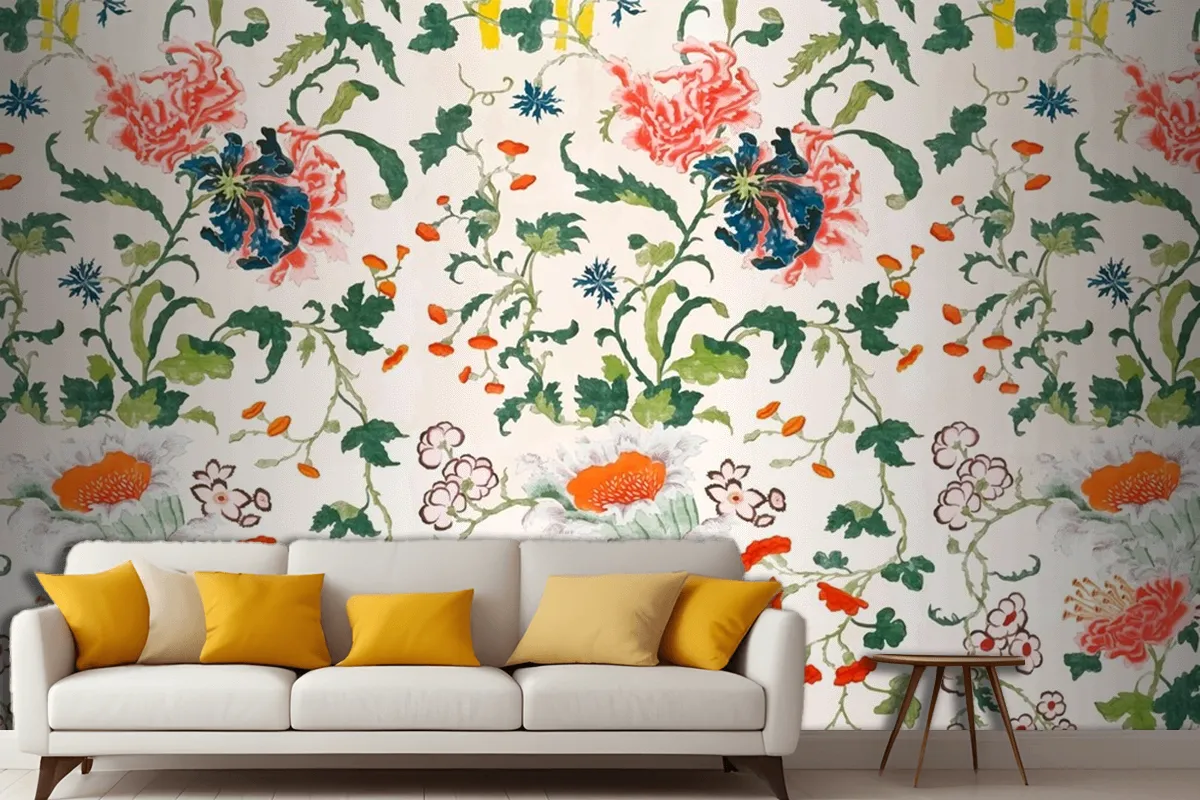 Vintage Floral Pattern Background Living Room Wallpaper Mural