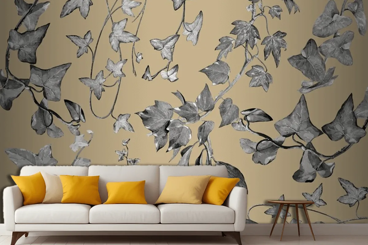 Vintage Plants And Leaves Living Room Wallpaper Mural