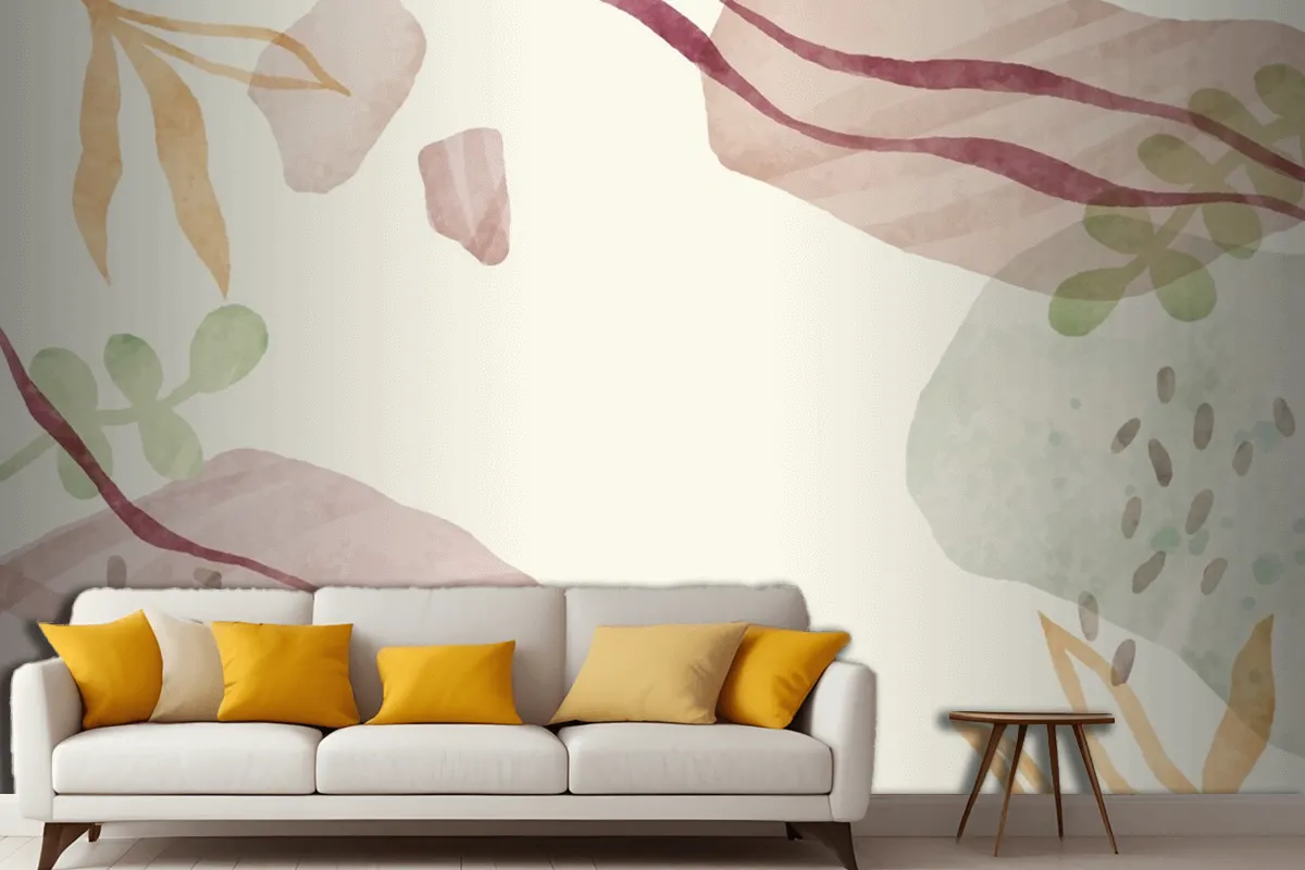 Watercolor Abstract Doodle Background Living Room Wallpaper Mural