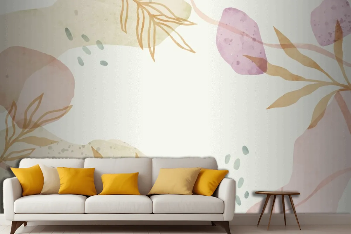 Watercolor Abstract Doodle Wallpaper Mural