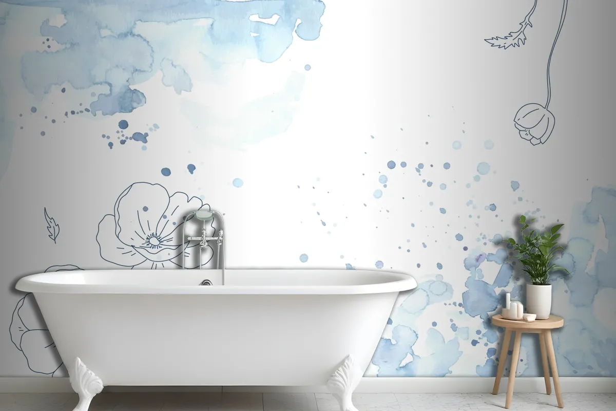 Watercolor Abstract Floral Wallpaper Mural