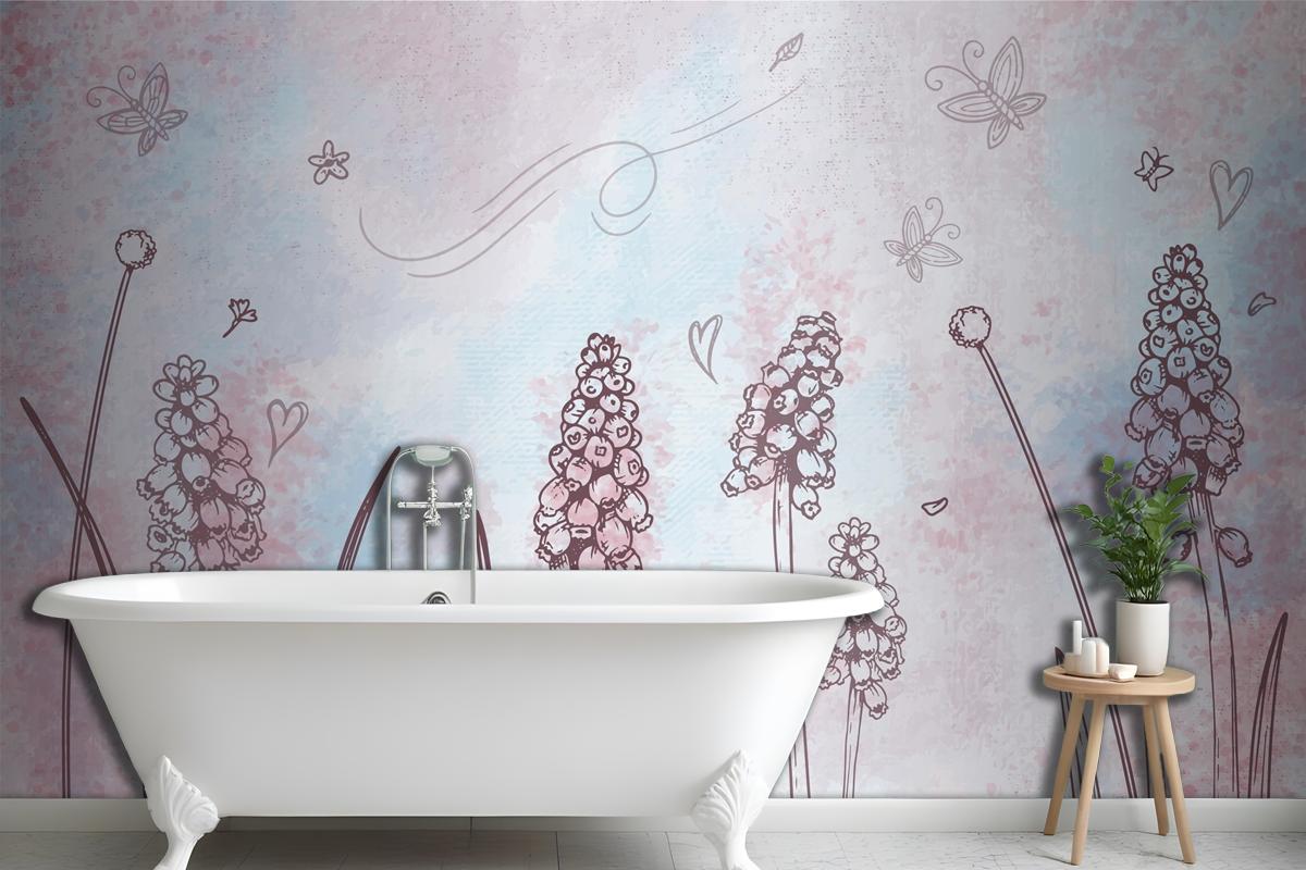 Watercolor Background With Hand Drawn Elements Wallpaper Mural