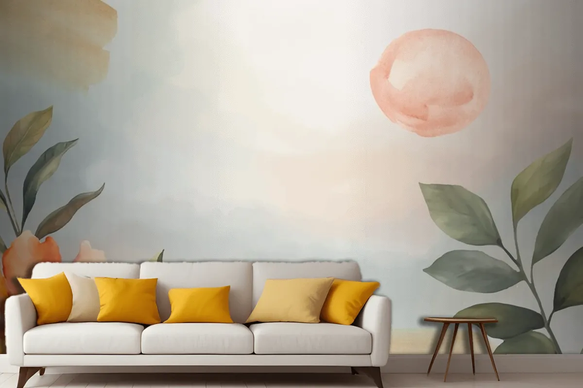 Watercolor Soft Earth Tones Background Living Room Wallpaper Mural