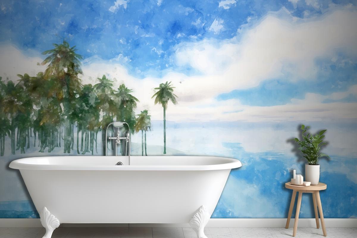 Watercolor Summer Tropical Background Wallpaper Mural