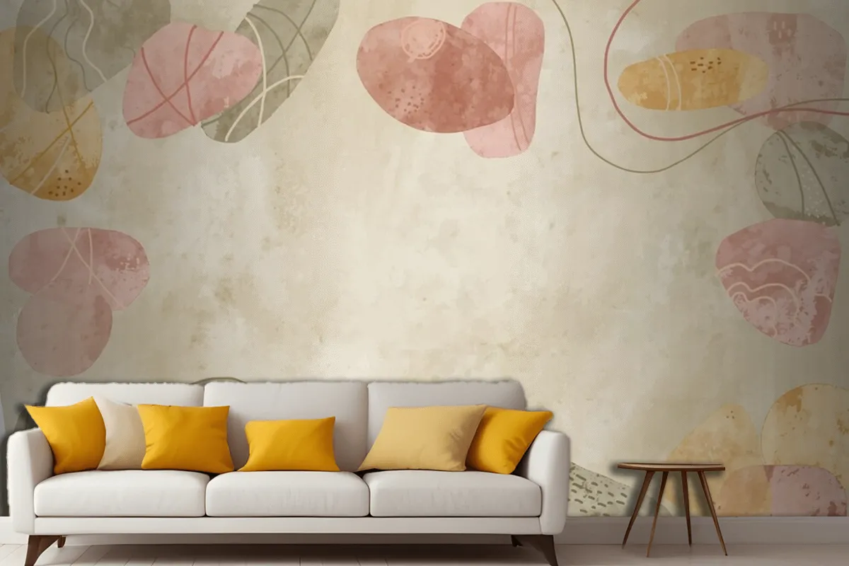 Watercolor Terracota Background Living Room Wallpaper Mural