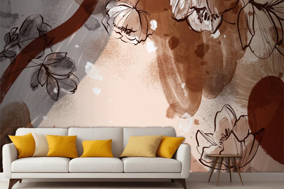 Watercolor Terracotta Background Living Room Wallpaper Mural