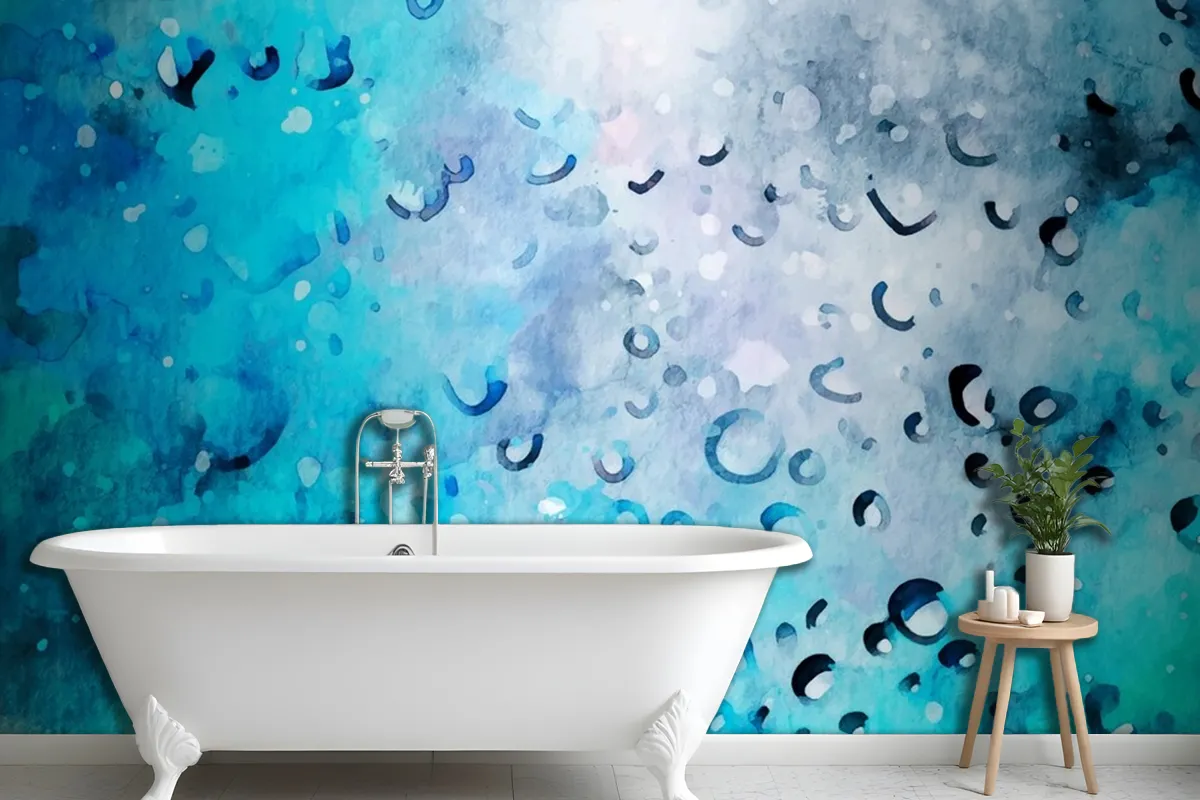 Watercolor With Green Texture Wallpaper Mural