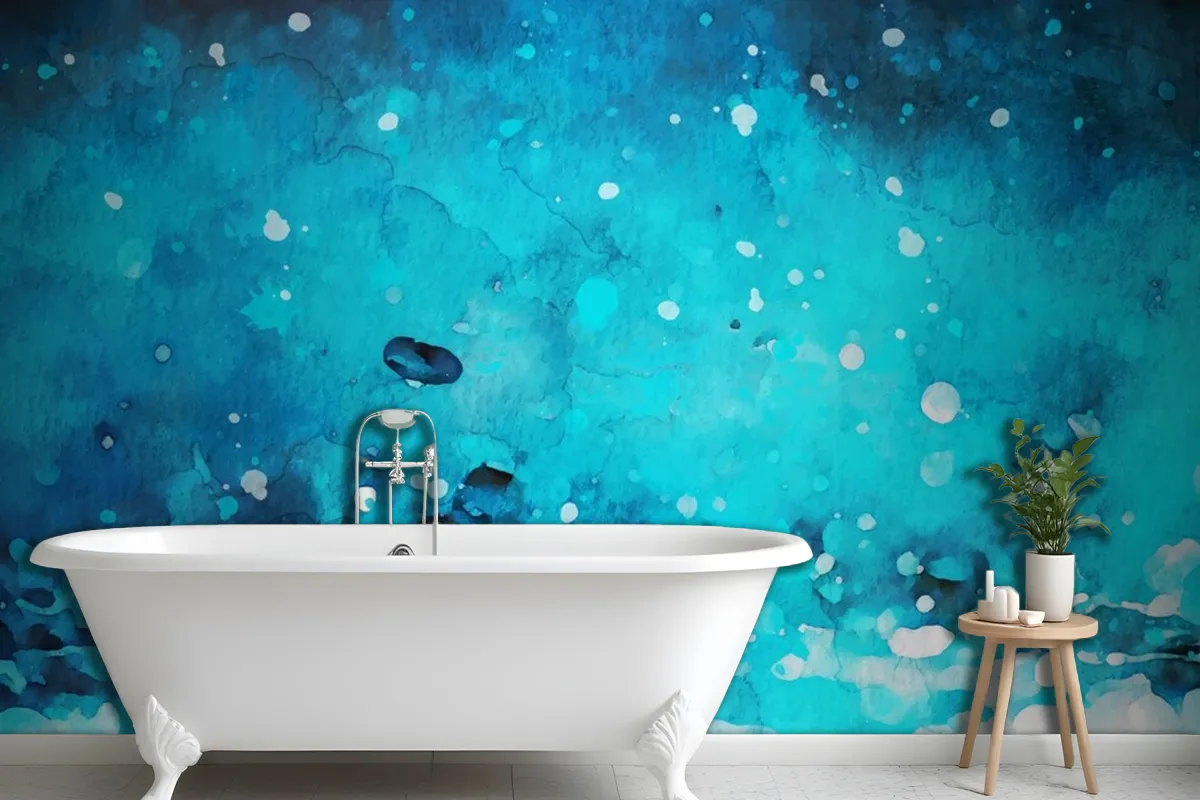 Watercolour Blue Paint Stroke Texture Wallpaper Mural