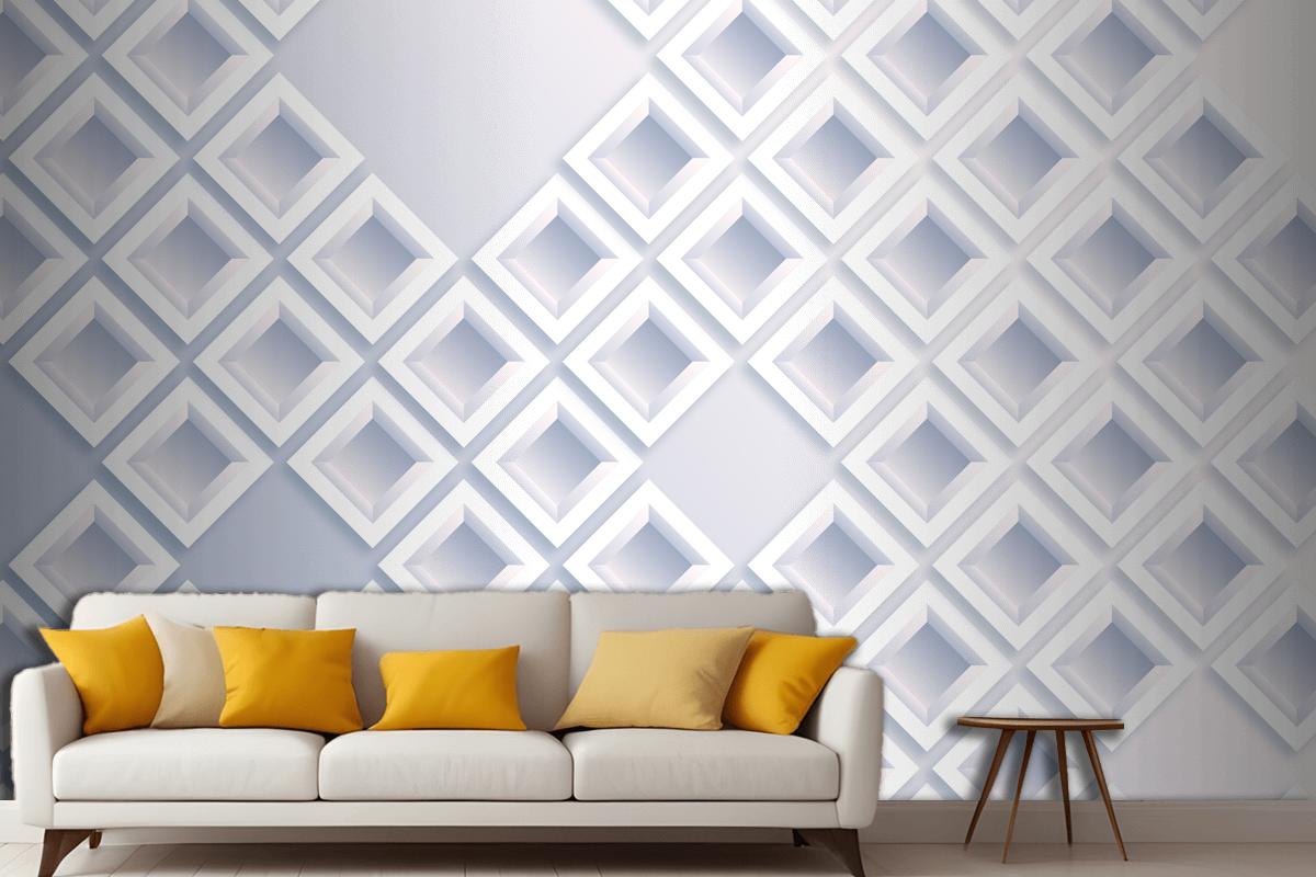 White Abstract 3D Paper Style Living Room Wallpaper Mural