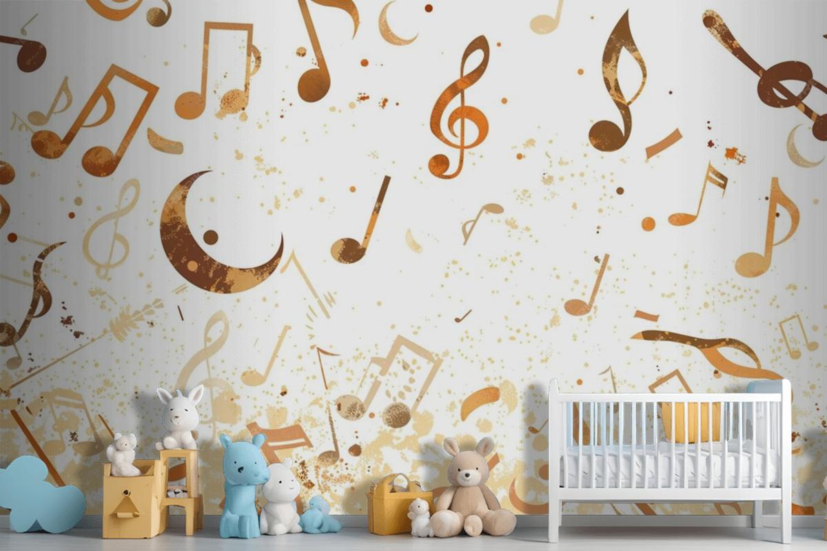 A Group Of Musical Notes Flying Through The Air Wallpaper Mural