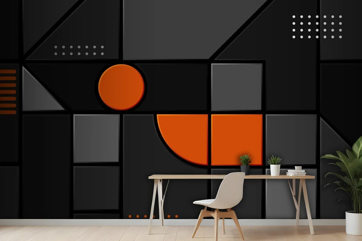 Abstract Dark Cubes Futuristic Design Wallpaper Mural 