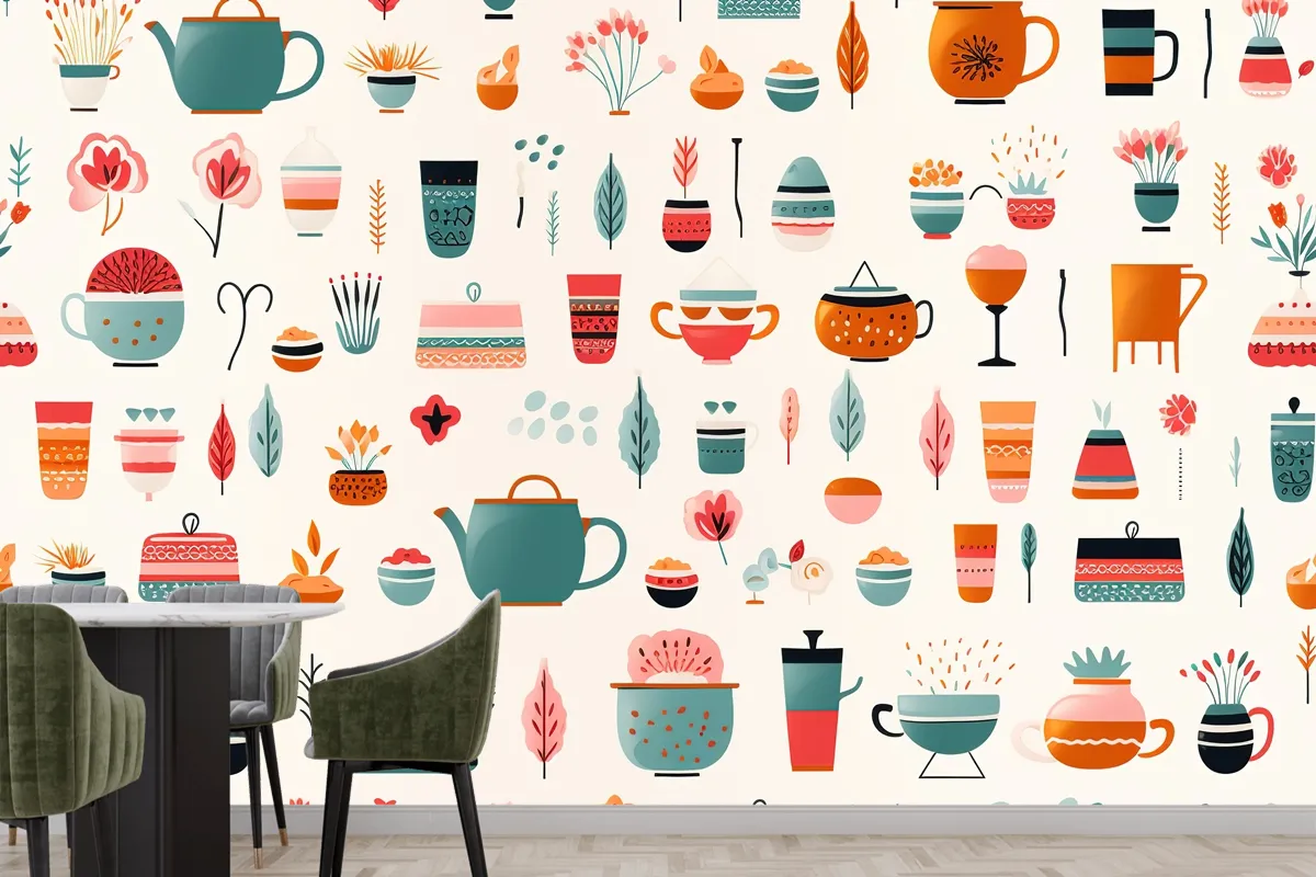 Abstract Floral Composition With Soft Colors Kitchen Wallpaper Mural