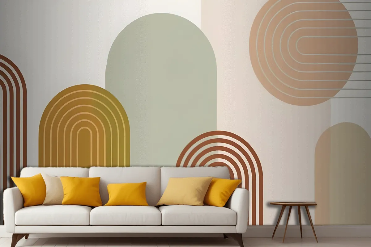 Abstract Geometric Shapes In Earthy Tones Wallpaper Mural