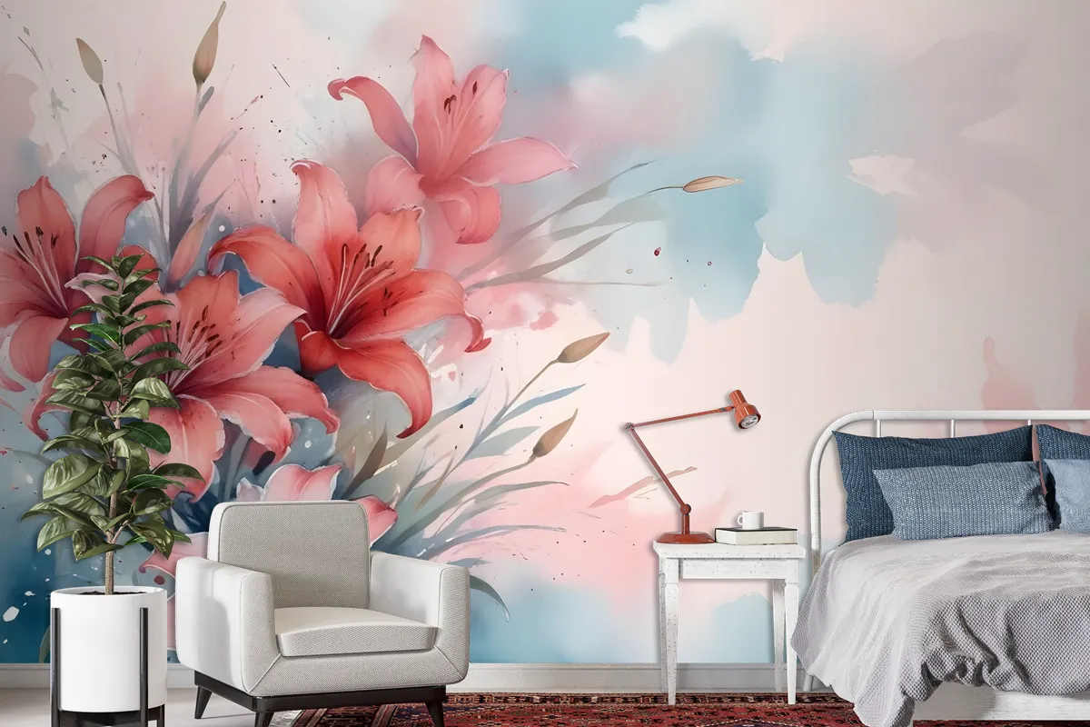 Abstract Lily Wallpaper Mural