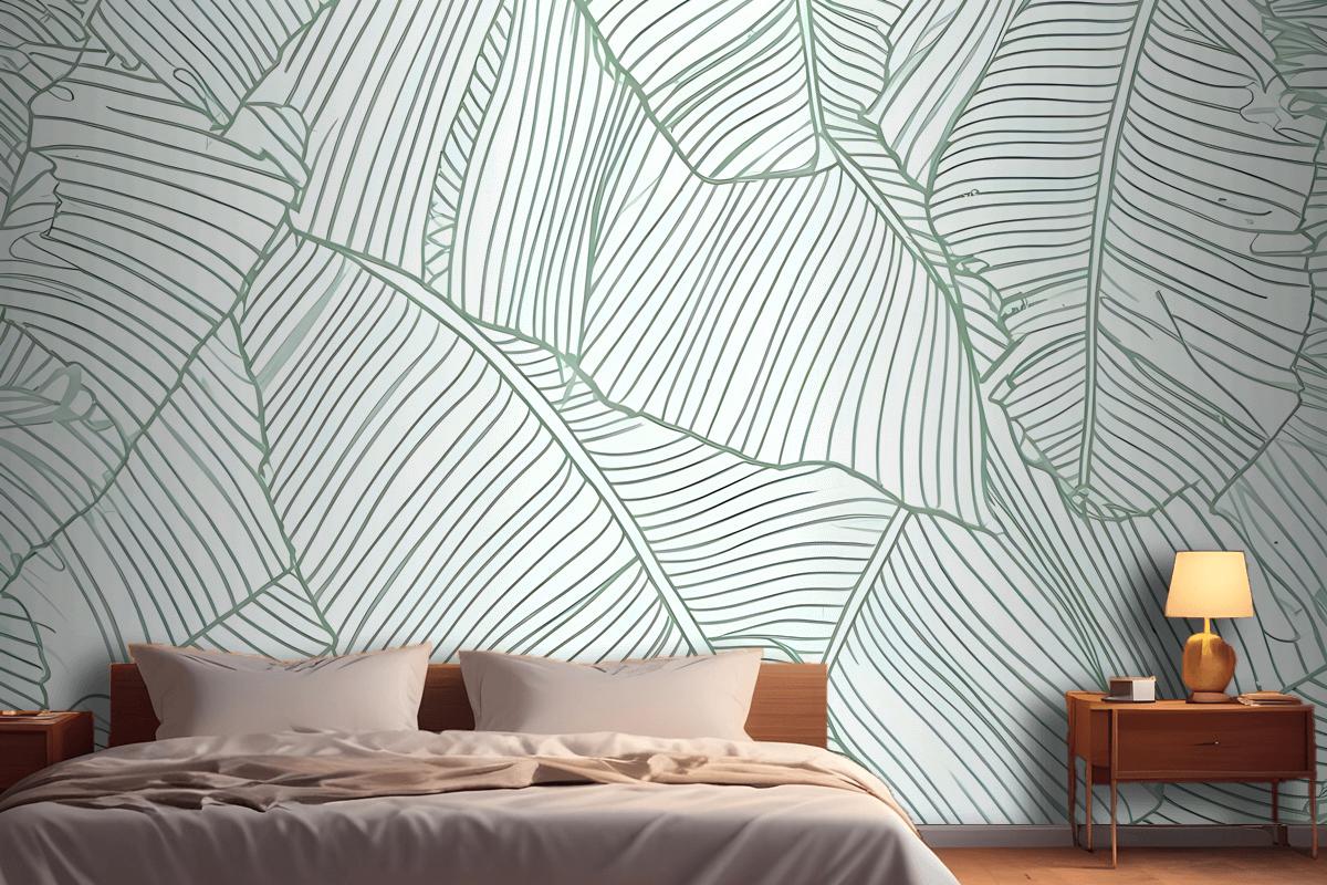 Abstract Lines Palm Leaves Wallpaper Mural