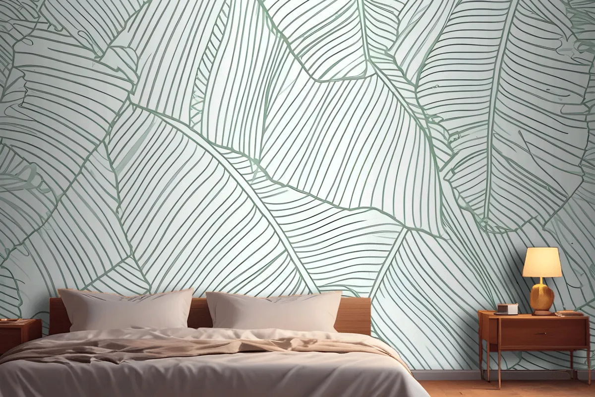 Abstract Lines Palm Leaves Wallpaper Mural