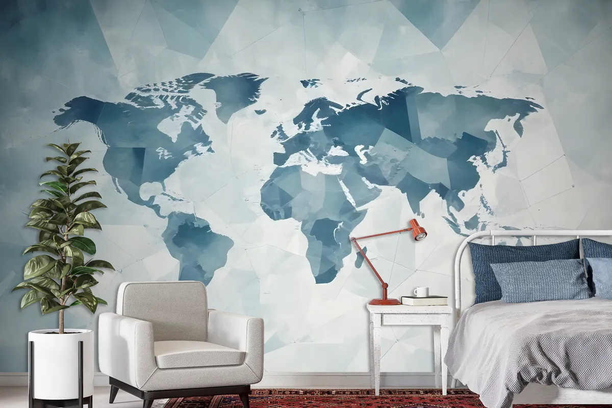 Abstract Map With Geometric Line Wallpaper Mural