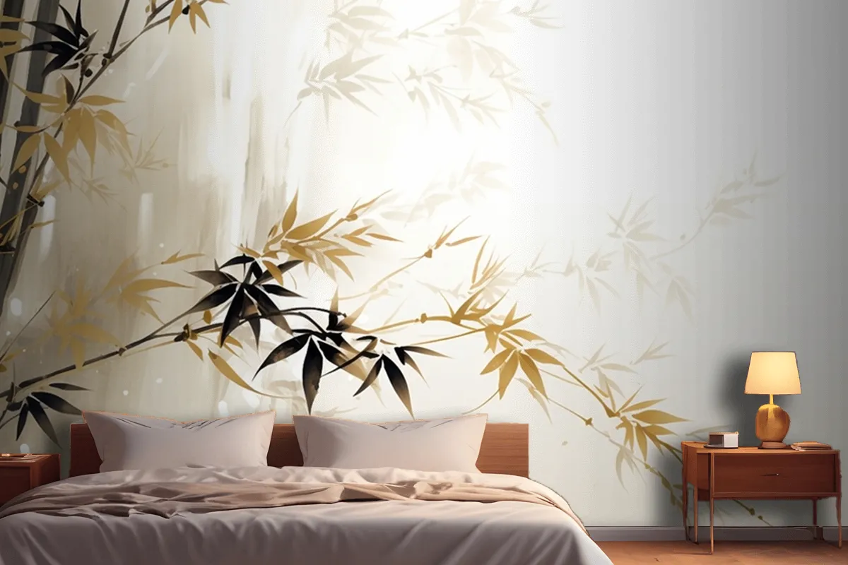 Abstract Oil Painting Technique Flowers Leaves Wallpaper Mural