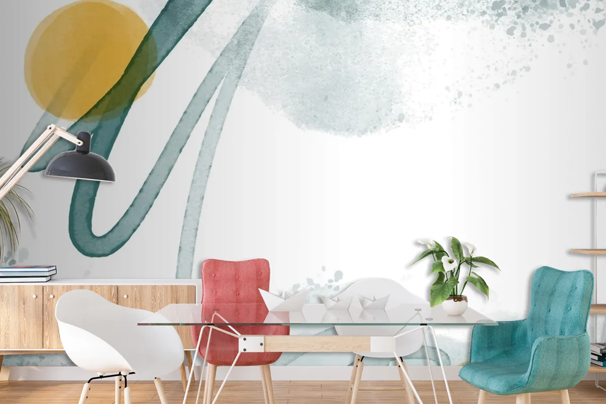 Abstract Watercolor Background Dining Room Wallpaper Mural