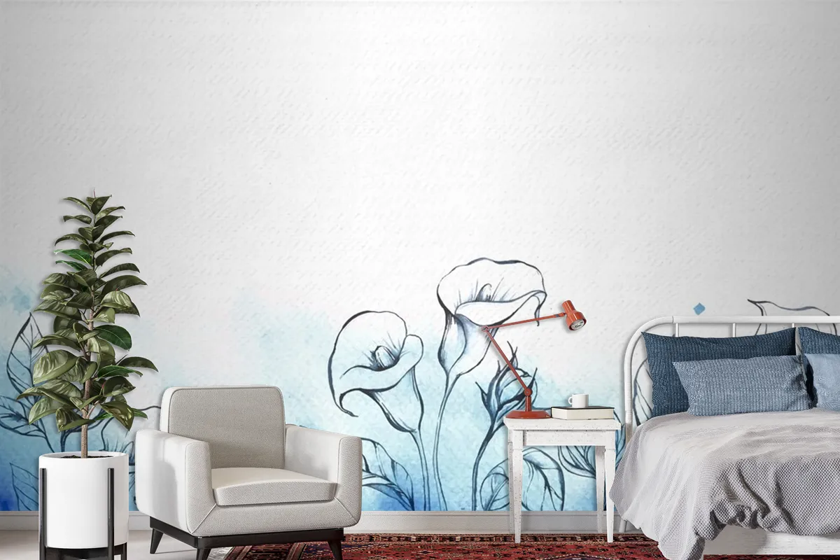 Abstract Watercolor Floral Background Wallpaper Mural