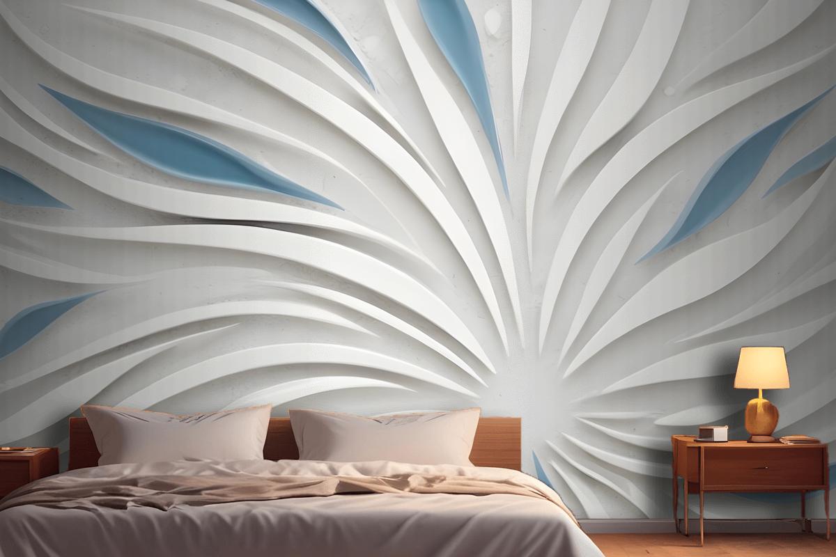 Abstract White And Blue Swirling Pattern Wallpaper Mural