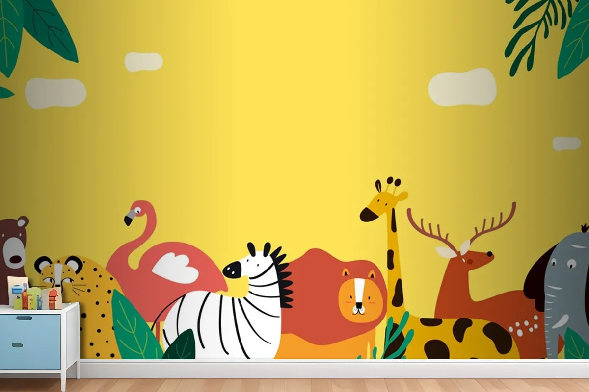 Animals Theme Template Vector Wallpaper Mural