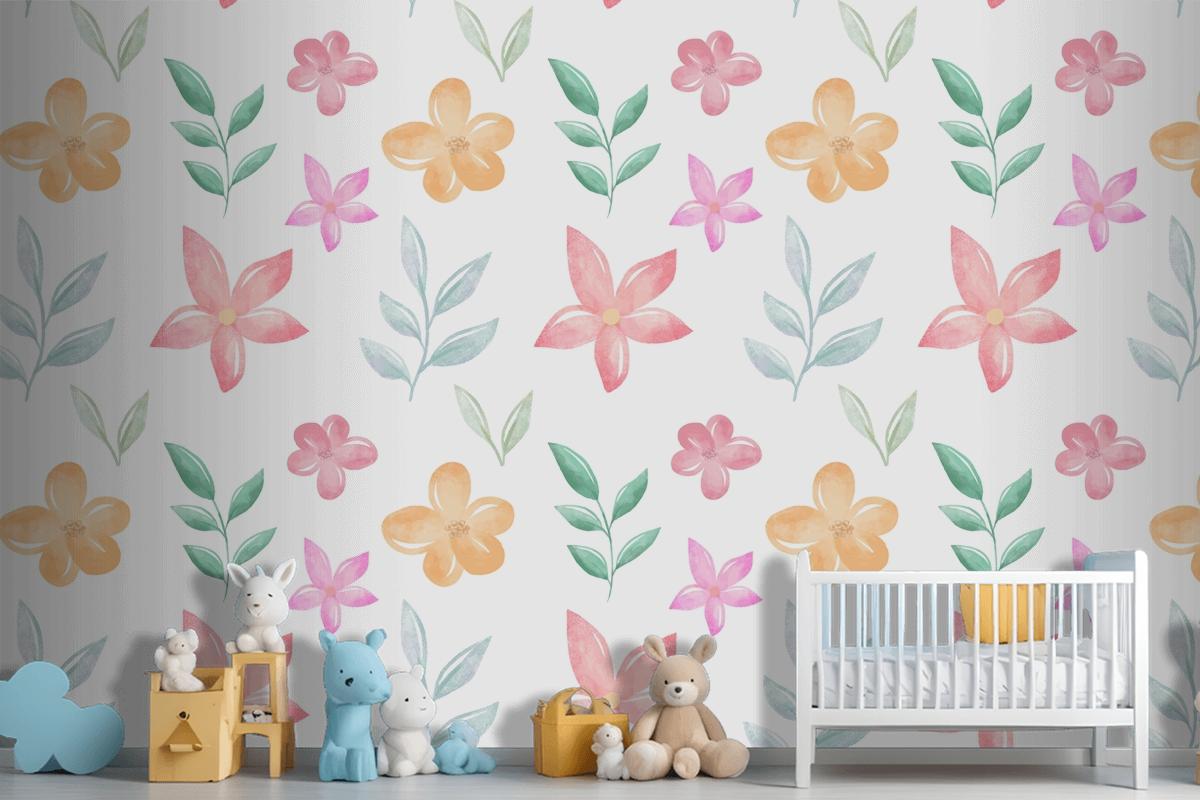 Background Floral Watercolor With Soft Colors Wallpaper Mural