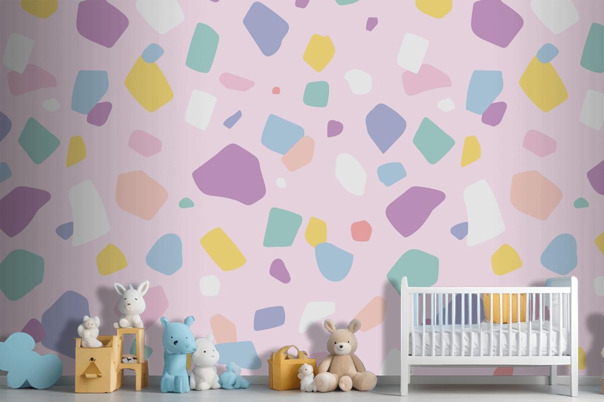 Background Seamless Pattern Vector With Cute Pastel Terrazzo Wallpaper Mural