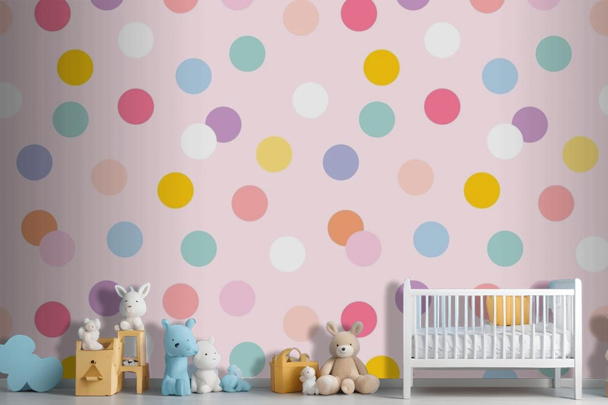 Background Seamless Pattern With Cute Pastel Polka Dots Wallpaper Mural