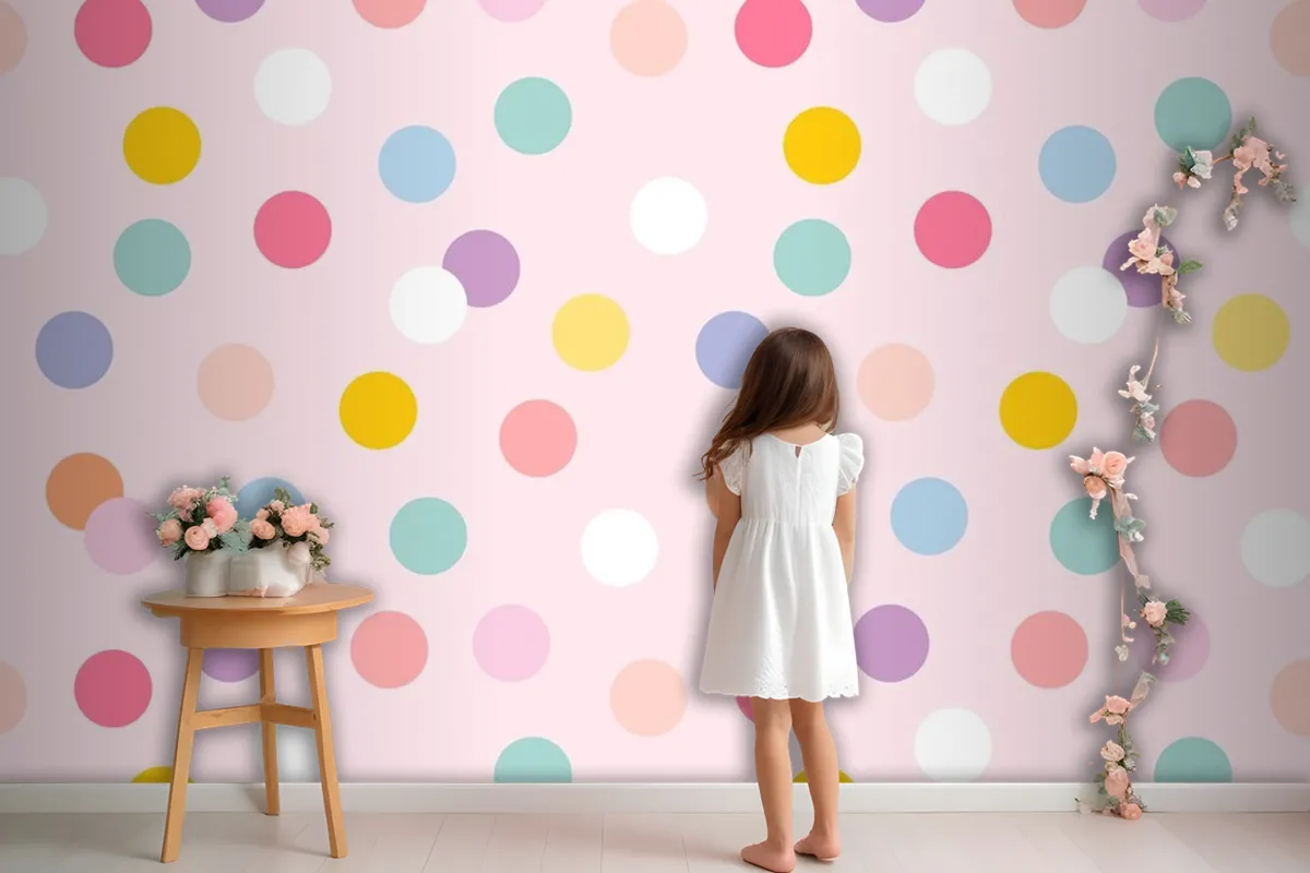 Background Seamless Pattern With Cute Pastel Polka Dots Wallpaper Mural